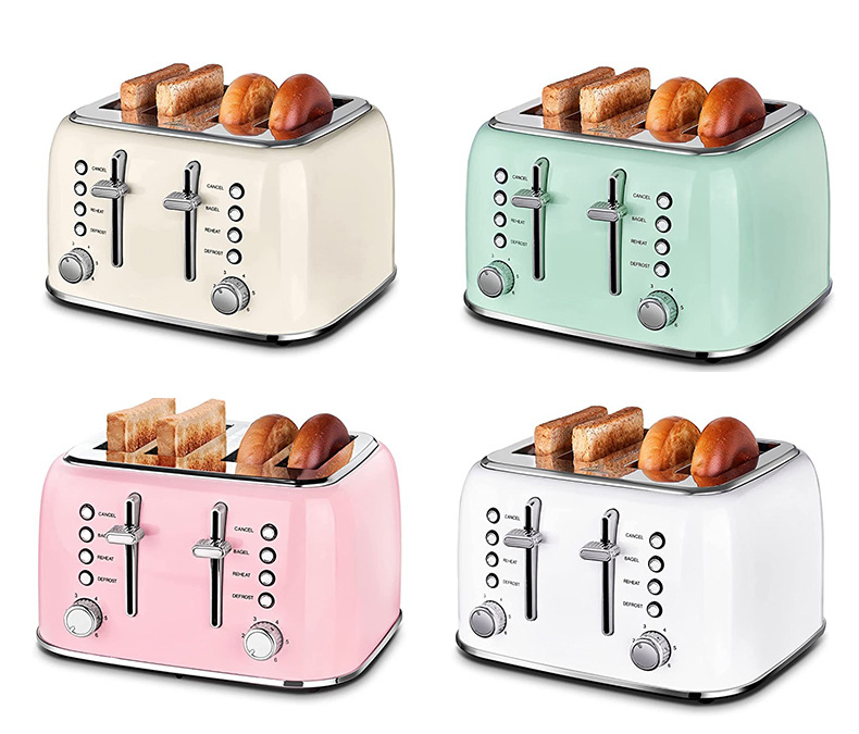 Macaron Bread Machine Household Breakfast Machine Stainless Steel 4 Pieces Toaster