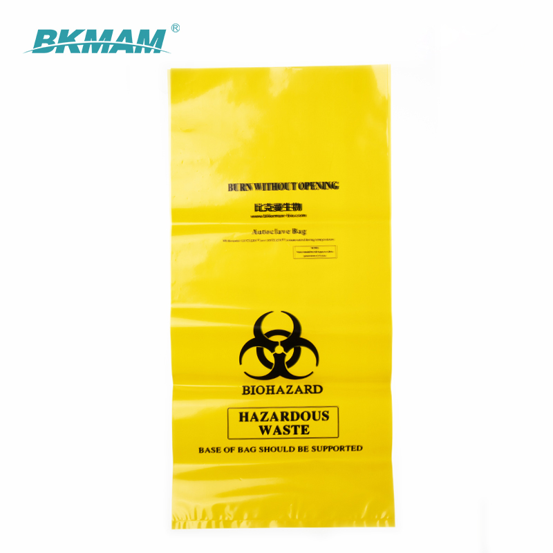 Chemical Waste Prevention Yellow Biohazard Bag with Safety Sign on Bags