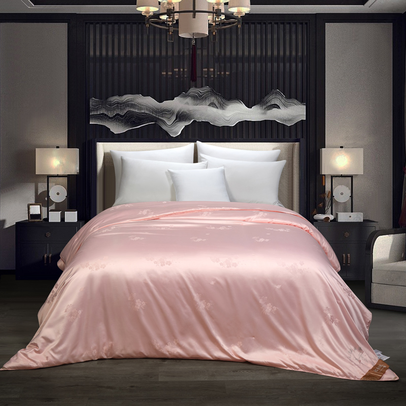 Bedding Set China Supplier Satin Jacquard Duvet Cover 100% Mulberry Silk Filling Solid Color Silkworm Comforter