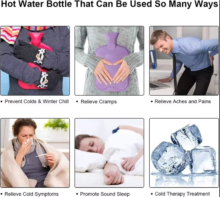 Wholesale Price Hot Water Bottle Natural Rubber 1L Multi-Color Optional Customizable Hot Water Bags