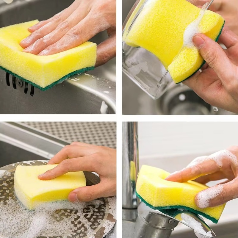 Promotional Hot-Sale Eco-Friendly 10-Pack Kitchen Cleaning Dish Washing Sponge Scouring Pads Scrubbers