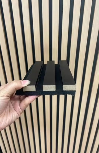 Wood Slat Acoustic Board MDF Structure + Polyester Fiber Fill, Improve Indoor Acoustics