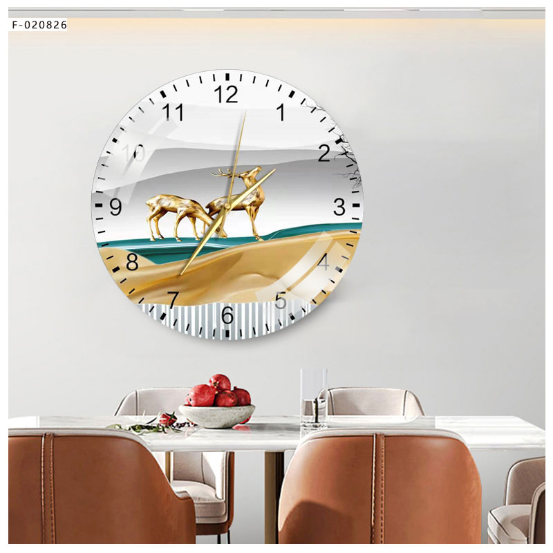 Living Room Wall Painting Round Crystal Wall Clock Art Painting Clock Luxury Customized Frame