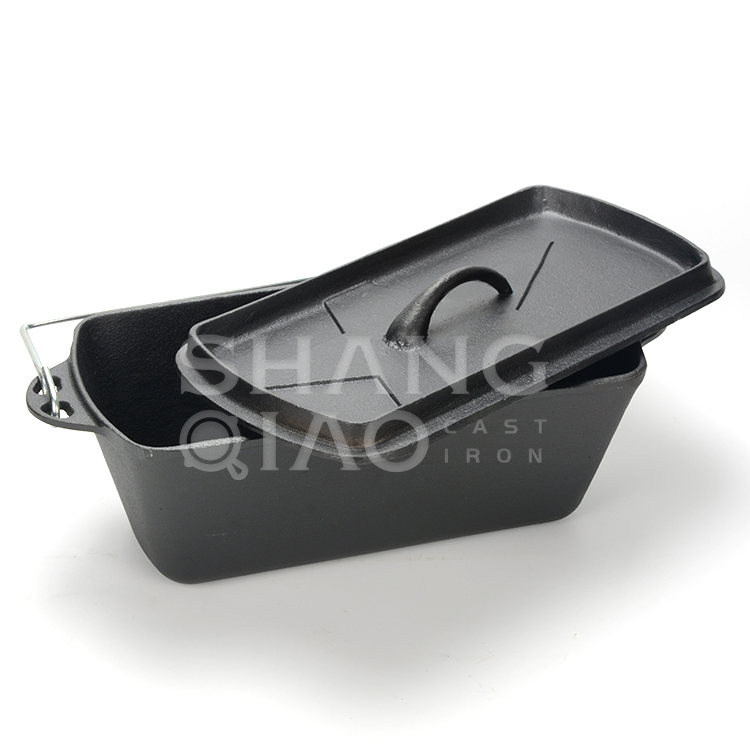 Чугунная прямоугольная жаровня-духовка с крышкой