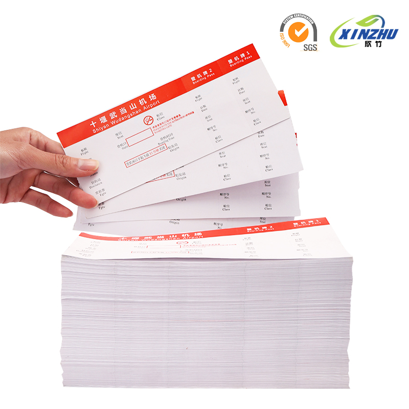 Airline Ticket Direct Thermal Printing Airport Top Thermal Carboard 175GSM Boarding Pass