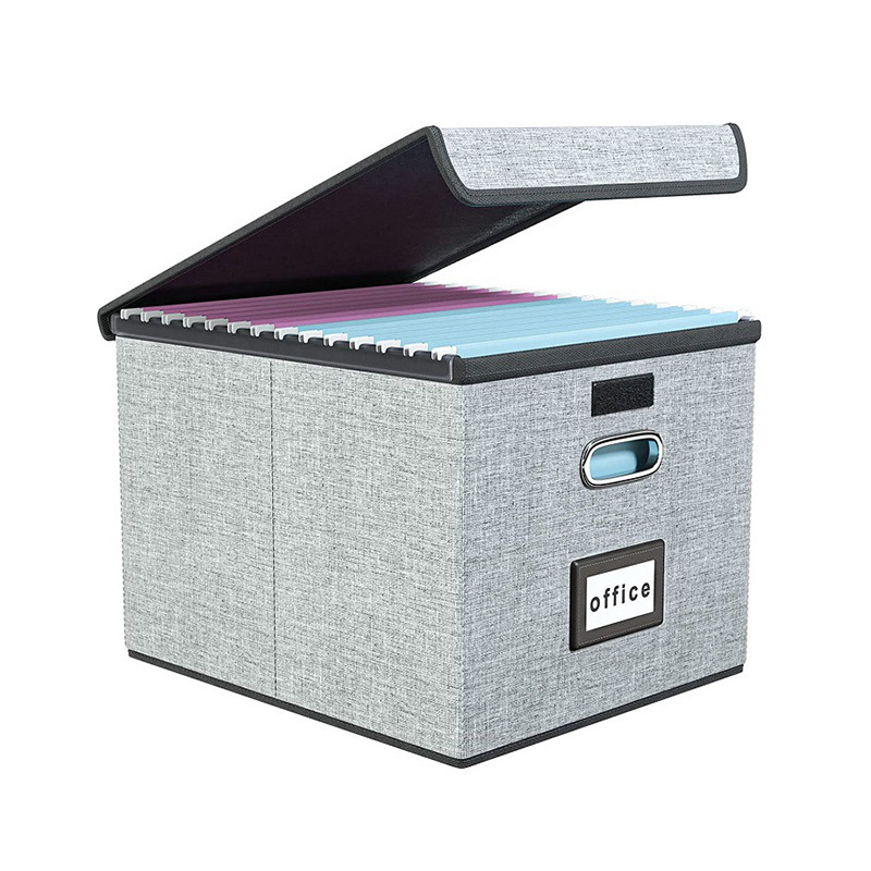 Multifunctional Storage Bins Collapsible Fabric Storage Box File Organizer with Lid