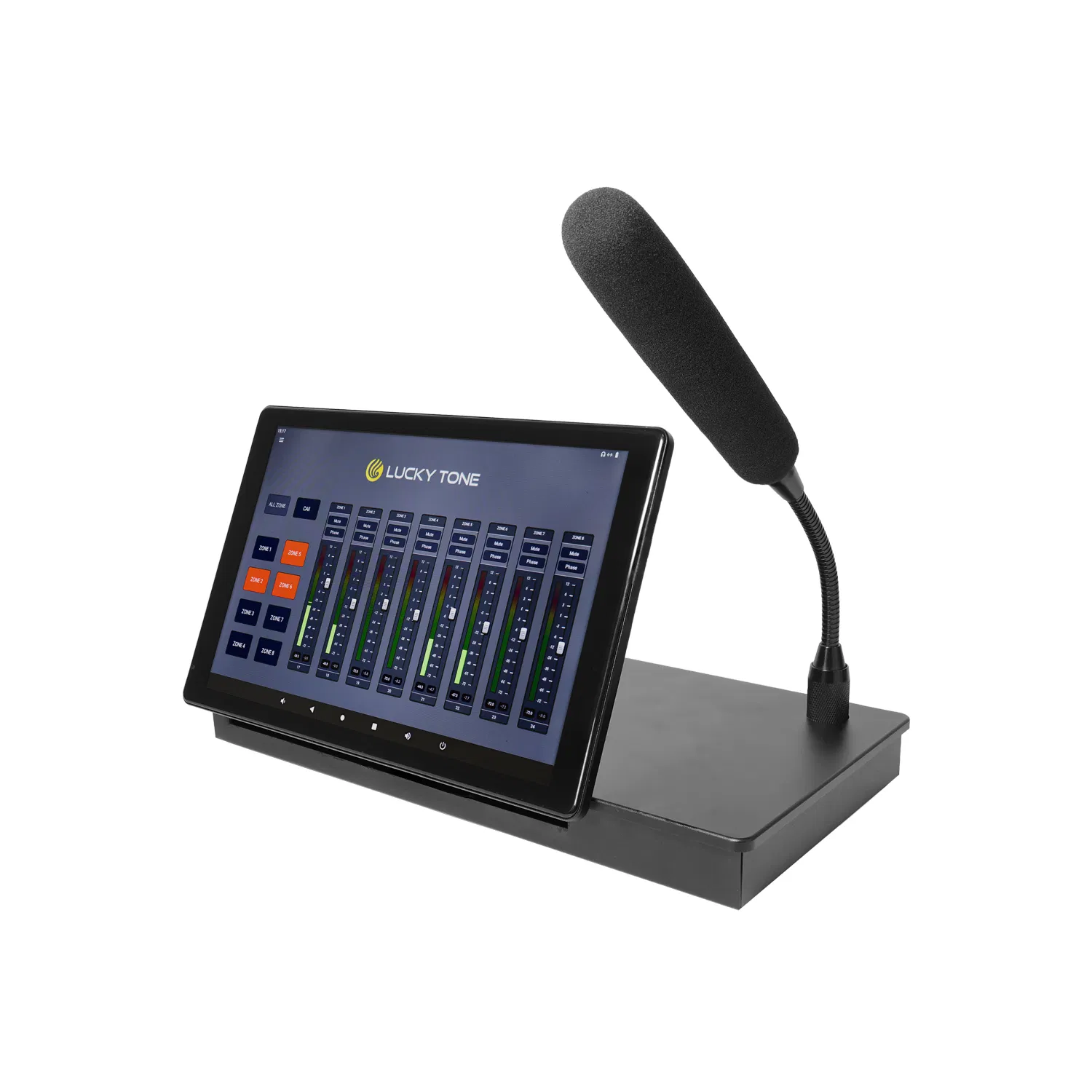 Dante Network Multi-Zone Paging Microphone with Built-in DSP and 10 Inch Touch Screen
