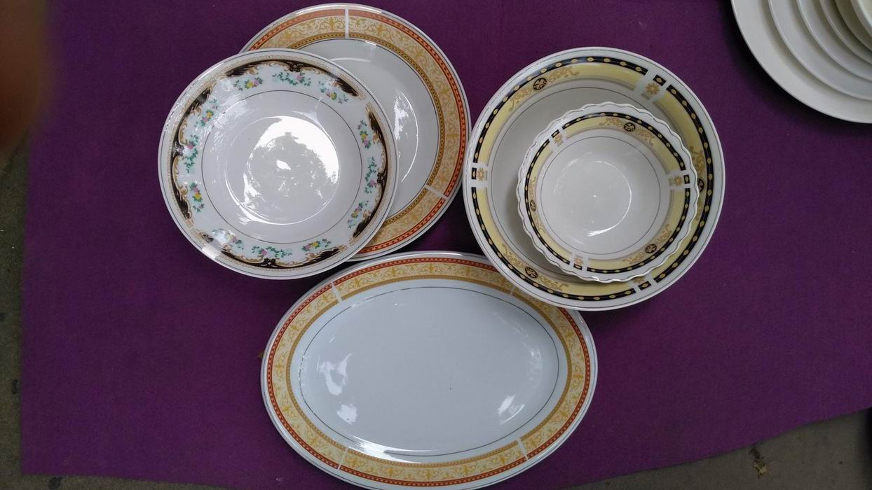 7" 5-10 Inch Salad Bowl Cut Roud Edge with Round Decals Golden Line Food Porcelainware Ceramics Stoneware Tableware