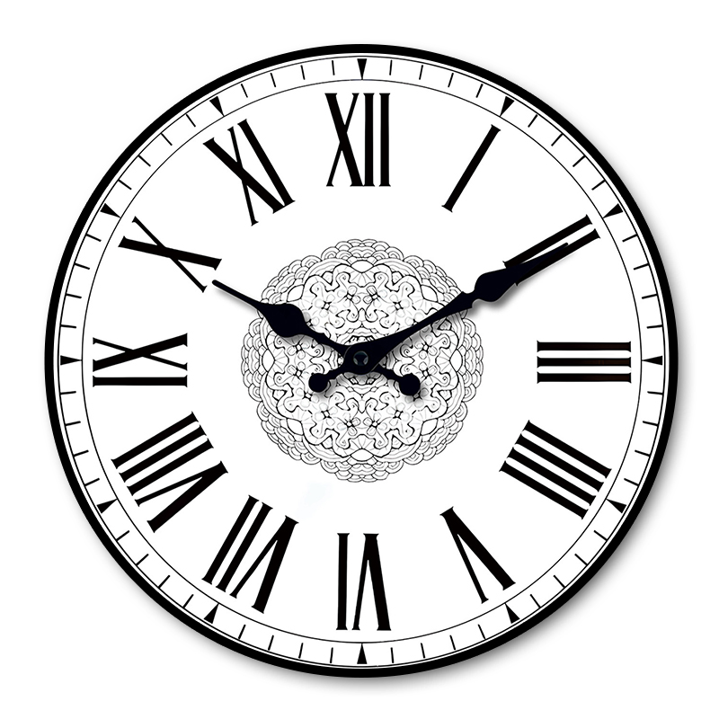 Vintage Roman Numeral Wall Clock, Ornate Floral Center Home Decor Timepiece