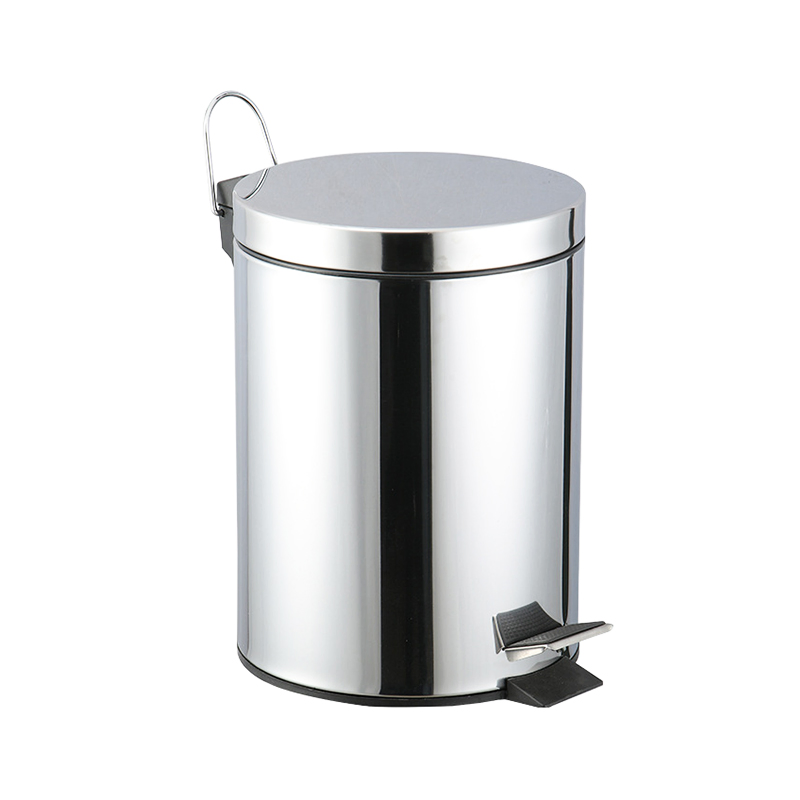 Stainless Steel Bin Round Shape Waste Trash Can 12L Home Trash Can Kitchen Household Hospital Pedal Dust Bin
