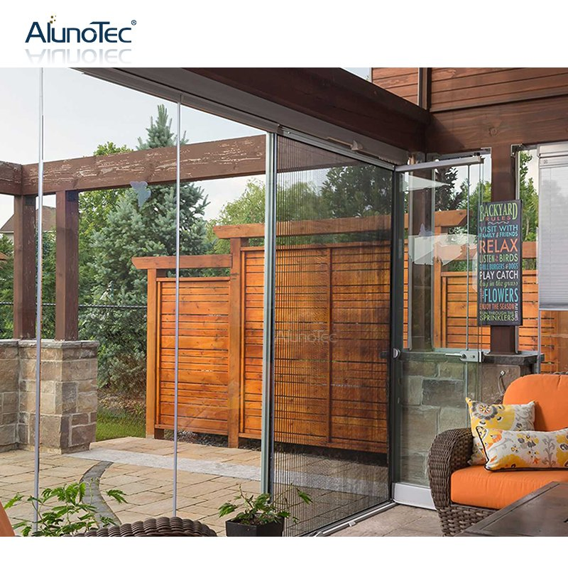 Factory Price Customized Folding Mesh Trackless Sliding Aluminum Screen Shutters Door for Pavilion