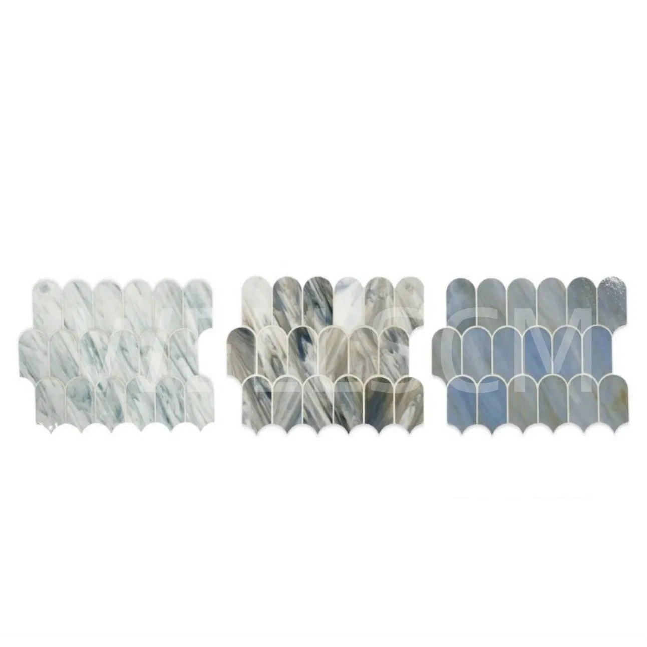 Мозаичная плитка «Перо» серо-голубая, стеклянная, 240x360 мм