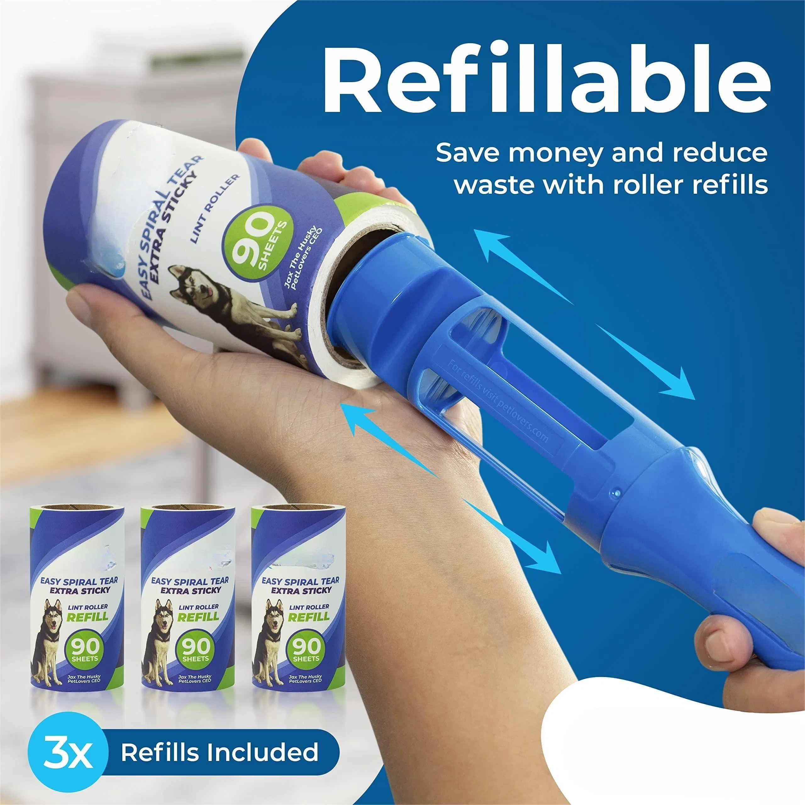 Extra Sticky Lint Set Sheets Pet Hair Dog Cat Lint Remover Roller