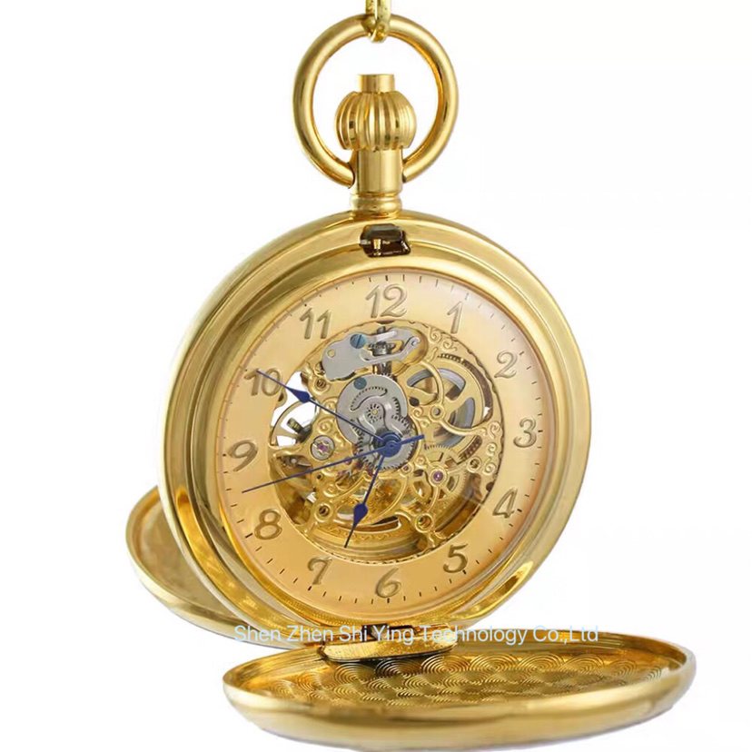 Luxury Stainless Steel Automatic Self Wind Mechanical Mens Pocket Watches