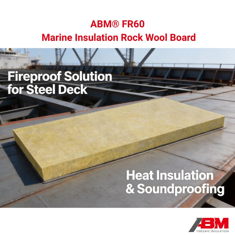 ABM® Marine/Offshore 60kg/m³ Low Density Rock Wool Steel Deck/Bulkhead Compatible A60 Fireproof ABS/CCS/Kr Certificated Acoustic Lana De Roca Rock Wool Board