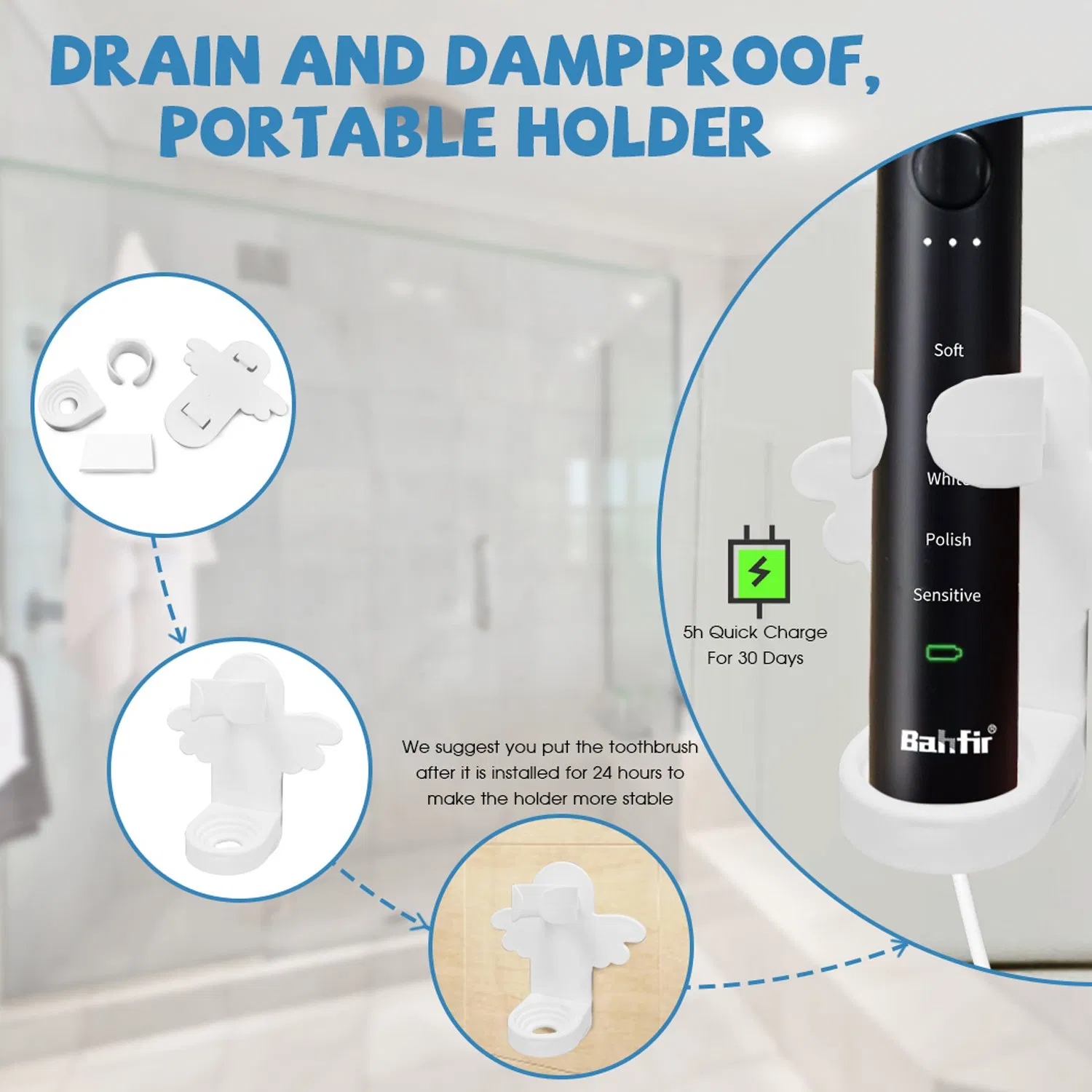 Electric Toothbrush for Adults and Kids with 6 Replacement Brush Heads Travel Case