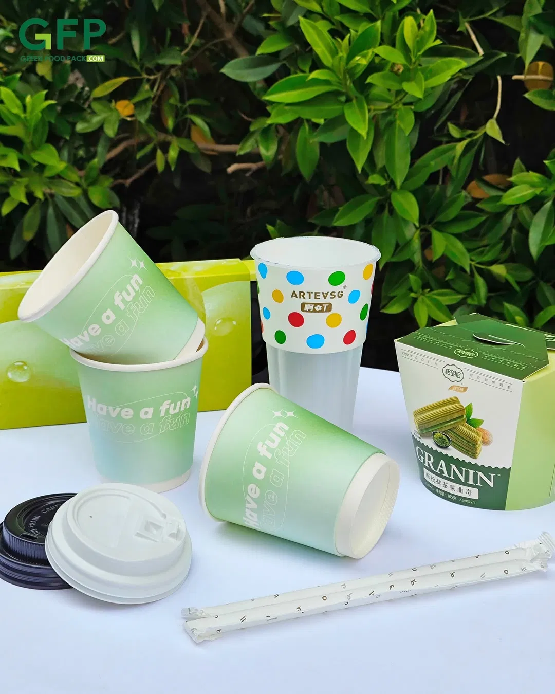 Двухслойная бумажная чашка с печатью, 4-24 oz