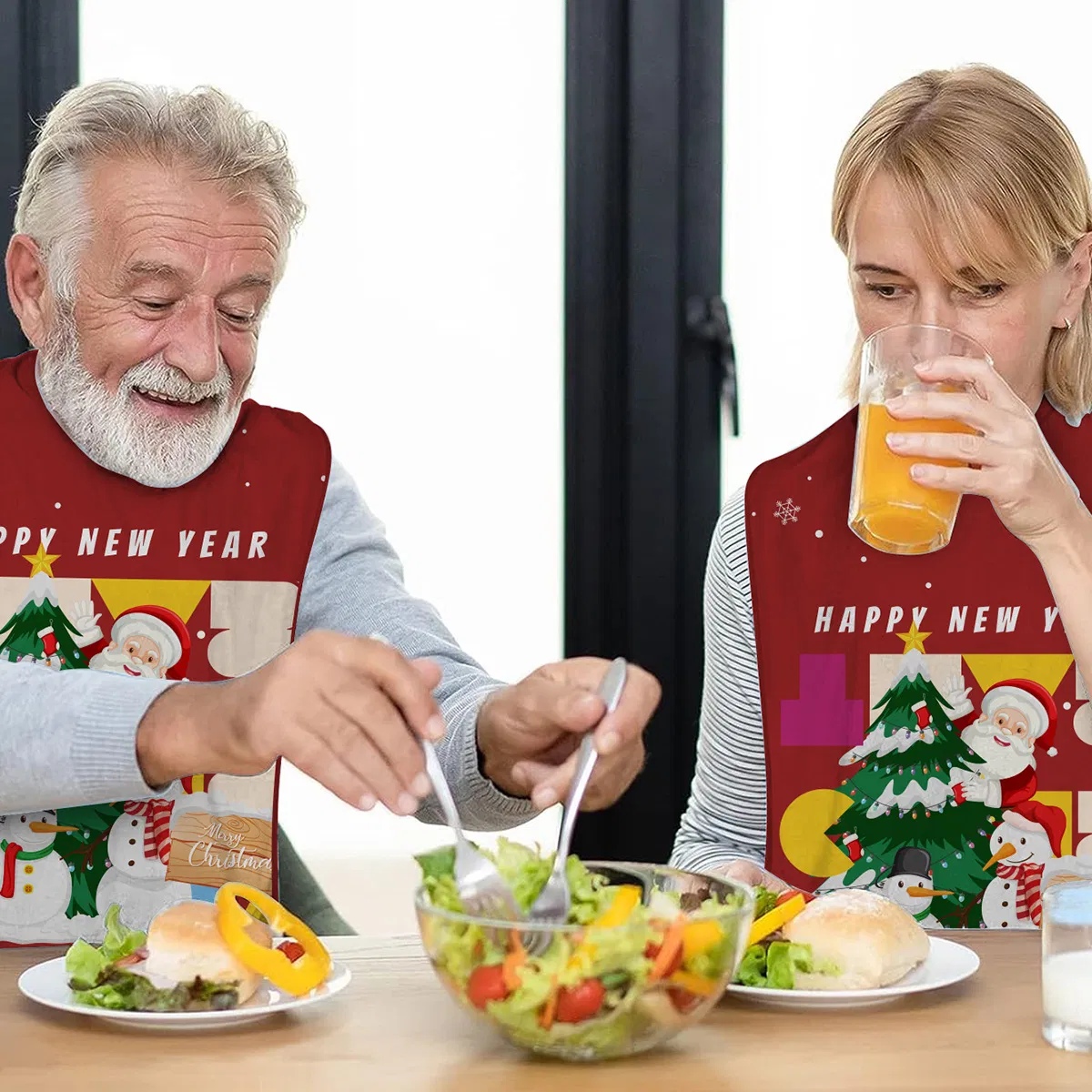 Waterproof and Stain-Resistant Food Cloth, Christmas Towel Material, Elderly Bib, Mouthwash, Adult Bib