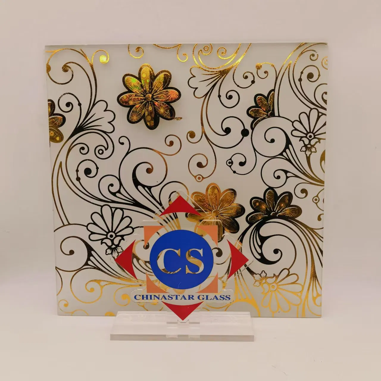 4/5/6mm Silver/Golden Acid Etched Titanium Coated Art Glass for Decoration/Door/Partition
