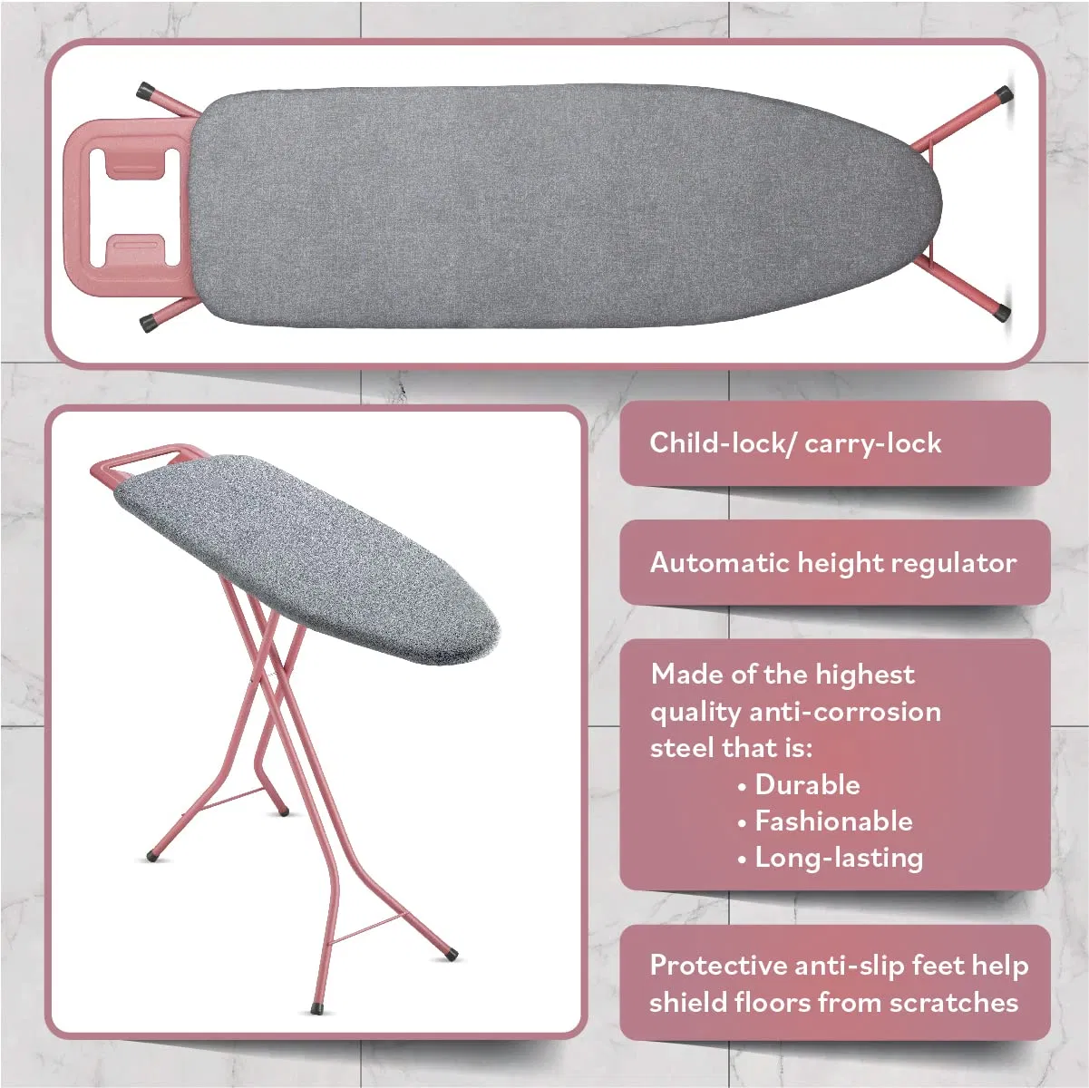 Ironing Board Patent Fast-Glide Zone 4 Layer Height Adjustable Iron Steel Legs