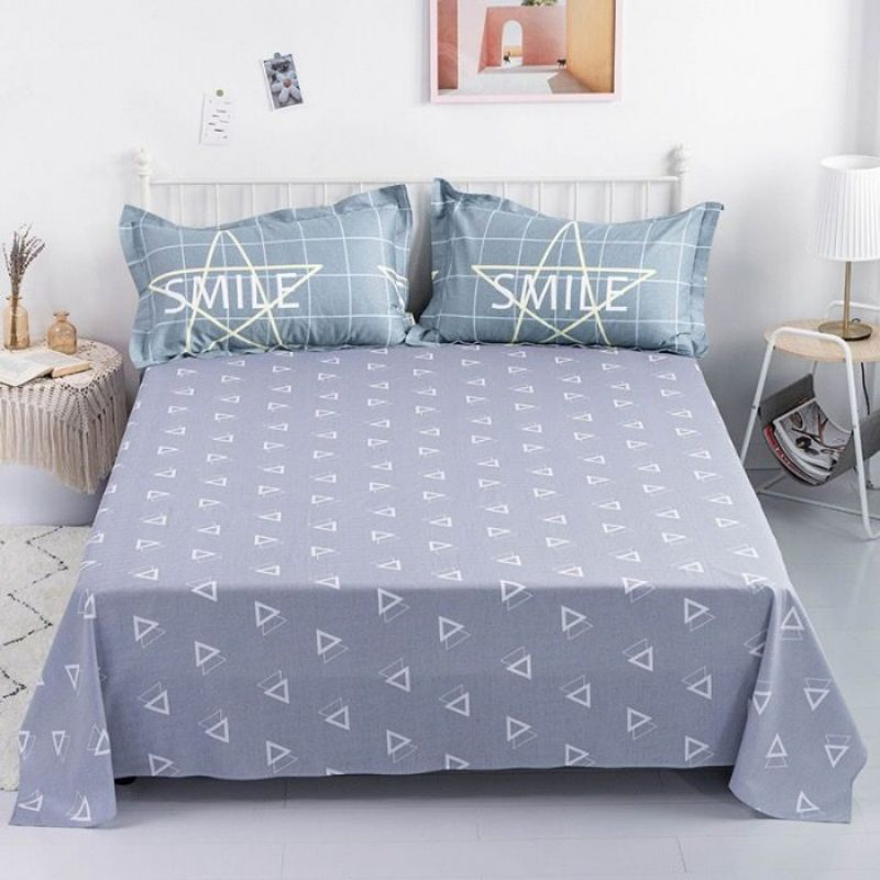 Hot Selling Home Textile 3 Pieces Bedding Set Bed Linen Coverlets Grey 100% Cotton Sabanas Bed Set 2 Soft Pillow Cases Pillowslips Bed Sheets Wholesale