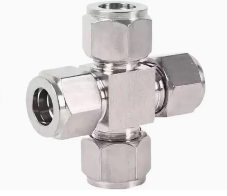 Stainless Steel 304 316L High Pressure 3000psi 6000psi Double Ferrule Union Cross