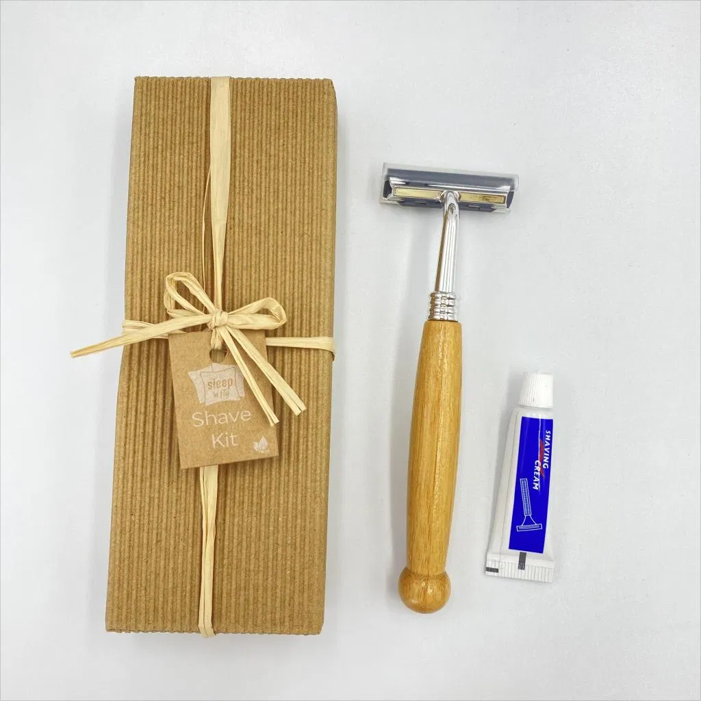 Eco-Friendly Shaving Kit Natural Bamboo Handle Razor with Shaving Cream