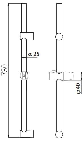 Sanitaryware Bathroom Shower Bar Sliding Rail with Stainless Steel Tube, Wall Bracket, Shower Holder