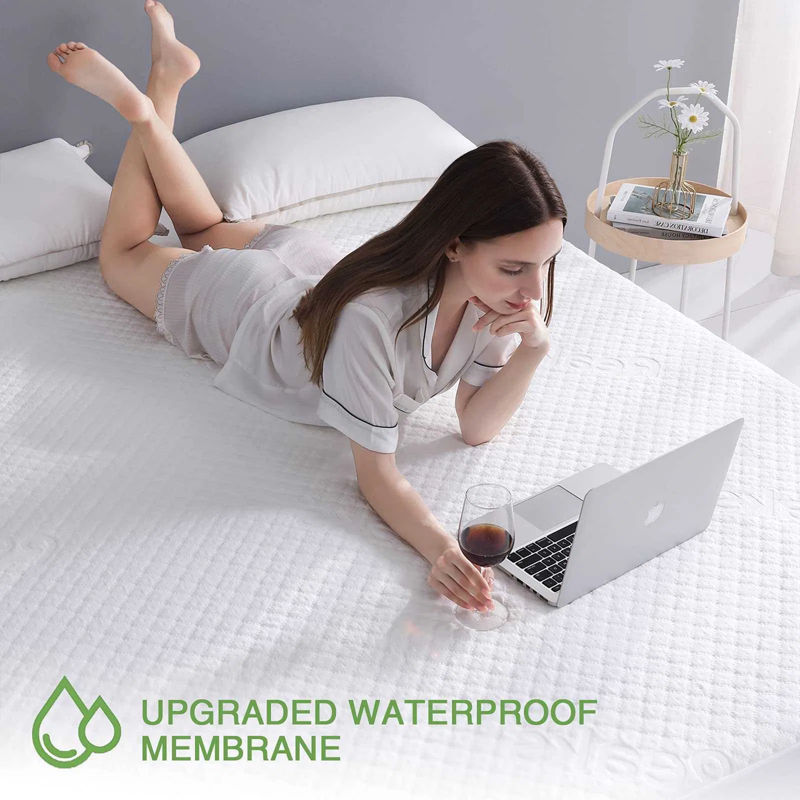 Waterproof Mattress Protector Fitted Mattress Pad Cover with Deep Pocket