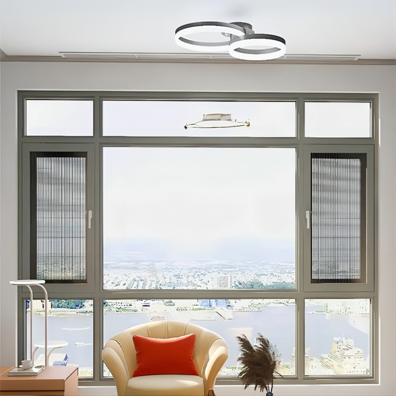 Gold Steel/High Permeability Screen Window Aluminum Casement Window with Inward-Opening Upper Sash Pivot Hinge