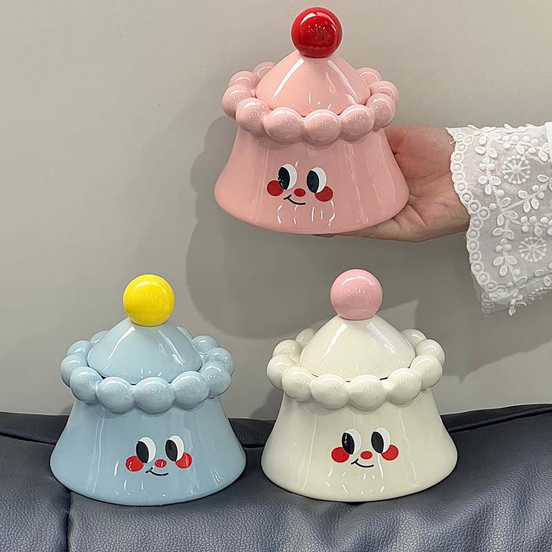 Ceramic Ashtray with Lid to Prevent Ash Cute Household Ashtray Smoking Accessories
