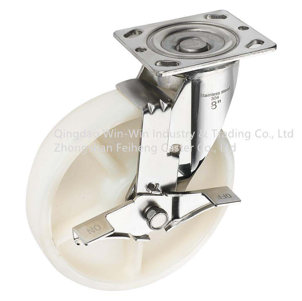 High Quality Heavy Duty Caster Stainless Steel Housing Nylon Wheel for Trolley Cart