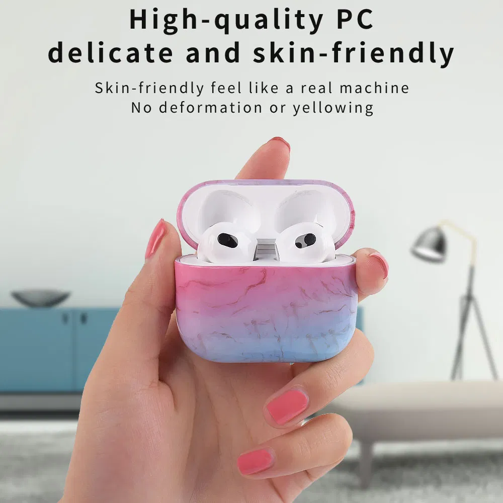 Marble Pattern Dust-Proof Hard PC Earphone Charging Box Protective Case Anti-Fall Cover Case for Apple Air Pods 3 - S08