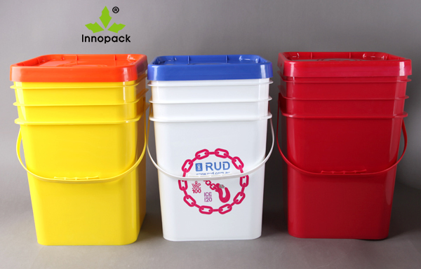 20L Square Colorful Plastic Storage Buckets with Lids and Handle