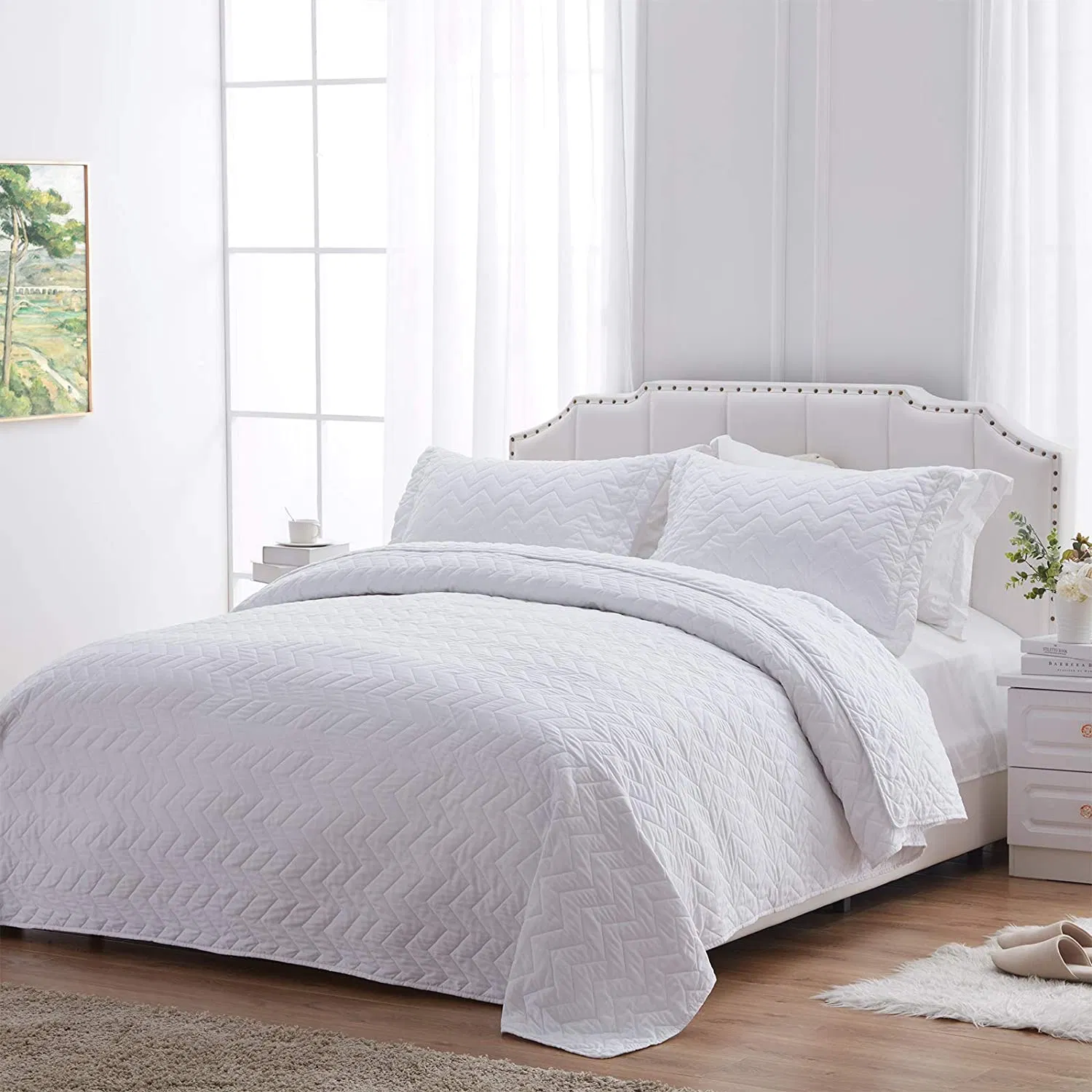 Coverlets Washed Microfiber in Solid Color Embroidery Quilting