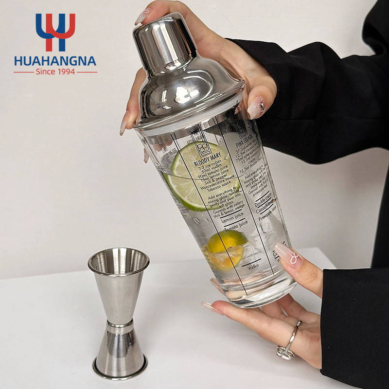 400ml Barware Stainless Steel Glass with Scale Mixer Glass Mixer Shaker Cup Milk Tea Cup Glass Mixer
