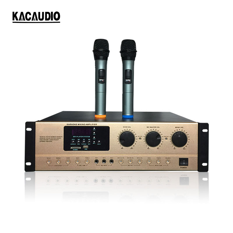 2021 Hot Selling Popular Rose Gold 2X 300W Powered HiFi Karaoke Conference Mixing Amplifier