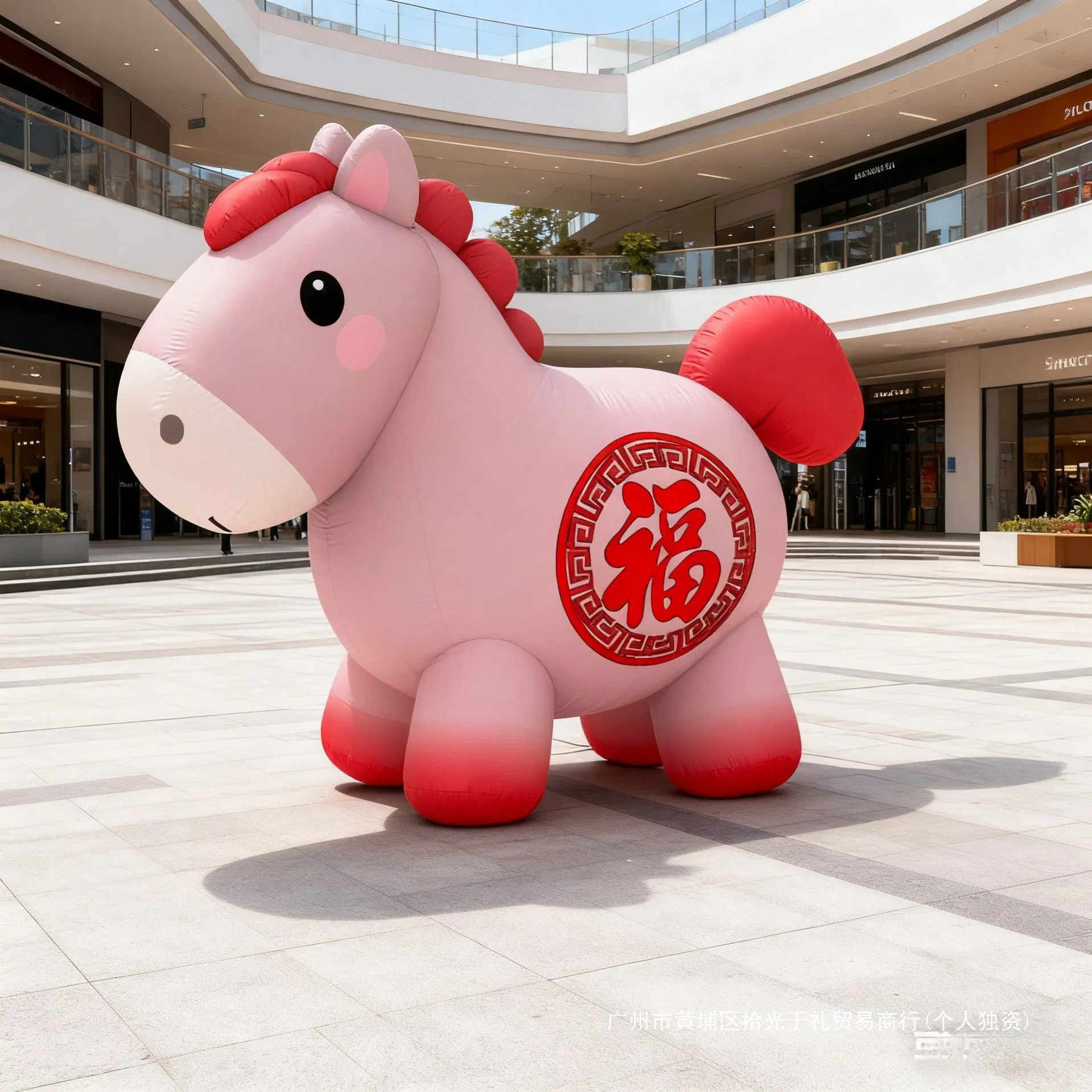 Boiy Inflatable Golden Unicorn Horse Cartoon for Shopping Mall Decoration