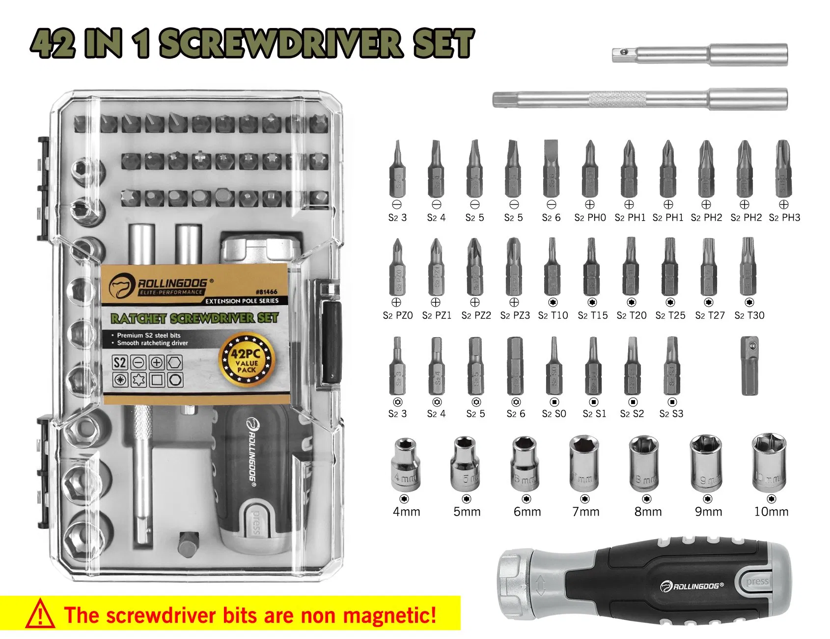 Rolingdog-PRO 81466 Ratchet Screwdriver Set (42PC)