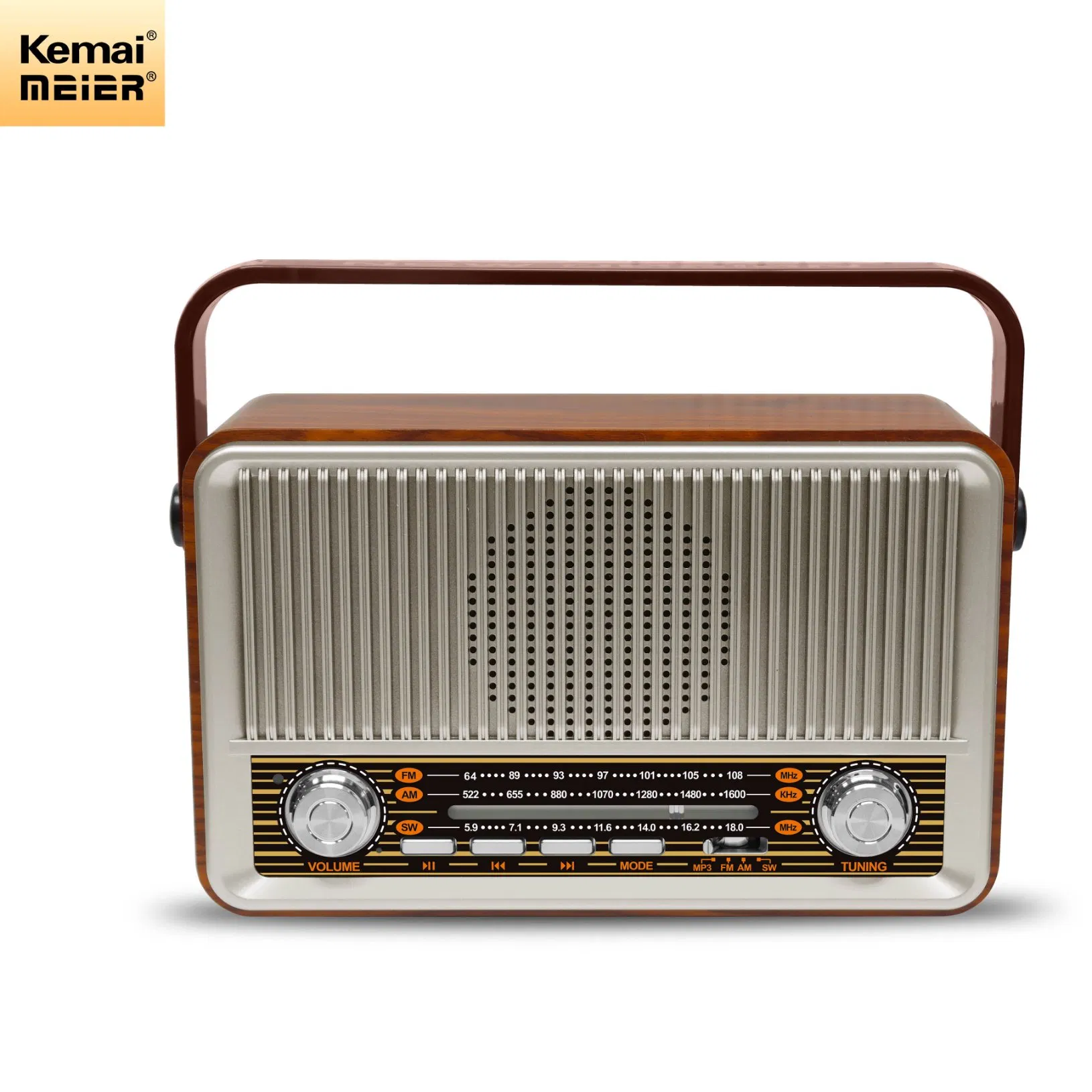 Meier M-510bt Portable Retro AC DC Charged Am FM Sw1 Sw2 4 Band Stereo USB TF MP3 Radio with Remote Control