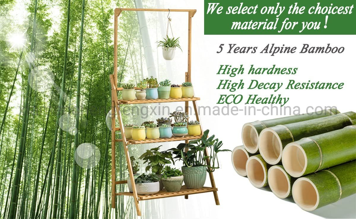 Bamboo 3-Tier Hanging Plant Stand Planter Shelves Flower Pot Organizer Rack Folding Display Shelving Plants Shelf Unit Holder