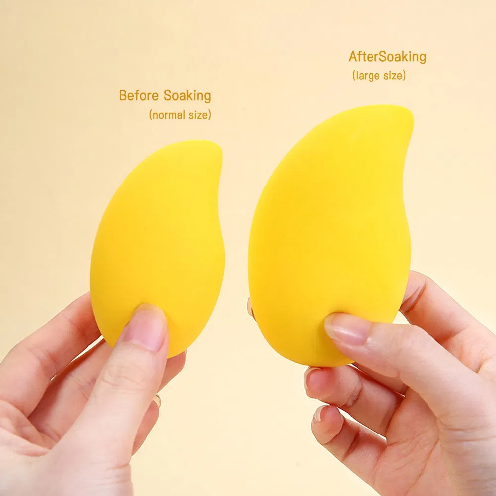 Mango Shaped Fruit Cute Dry & Wet Dual Use Soft Latex-Free Cleaning Beauty Cosmetic Puff Makeup Sponge