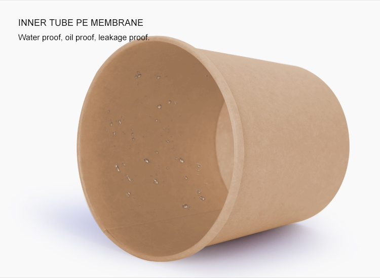 Hot Soup Bucket Fast Food Eco- Friendly Materials Brown Kraft Paper Bucket