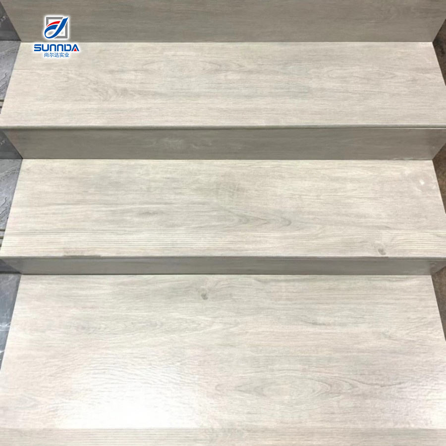 Staircase Step Tiles Landing Platform Matching Glazed Polished Glossy Matte Surface Groove Lines Plated Gold Silver House Hotel