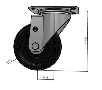 Yikong Tr 100mm Polyurethane Industry Trolley Durable and Sustainable 200dan Wheel Caster Wheels for Agv AMR Forklift