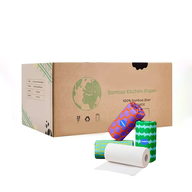 Customize Logo Bamboo Pulp Tree-Free Kitchen Tissue Paper Towel Roll