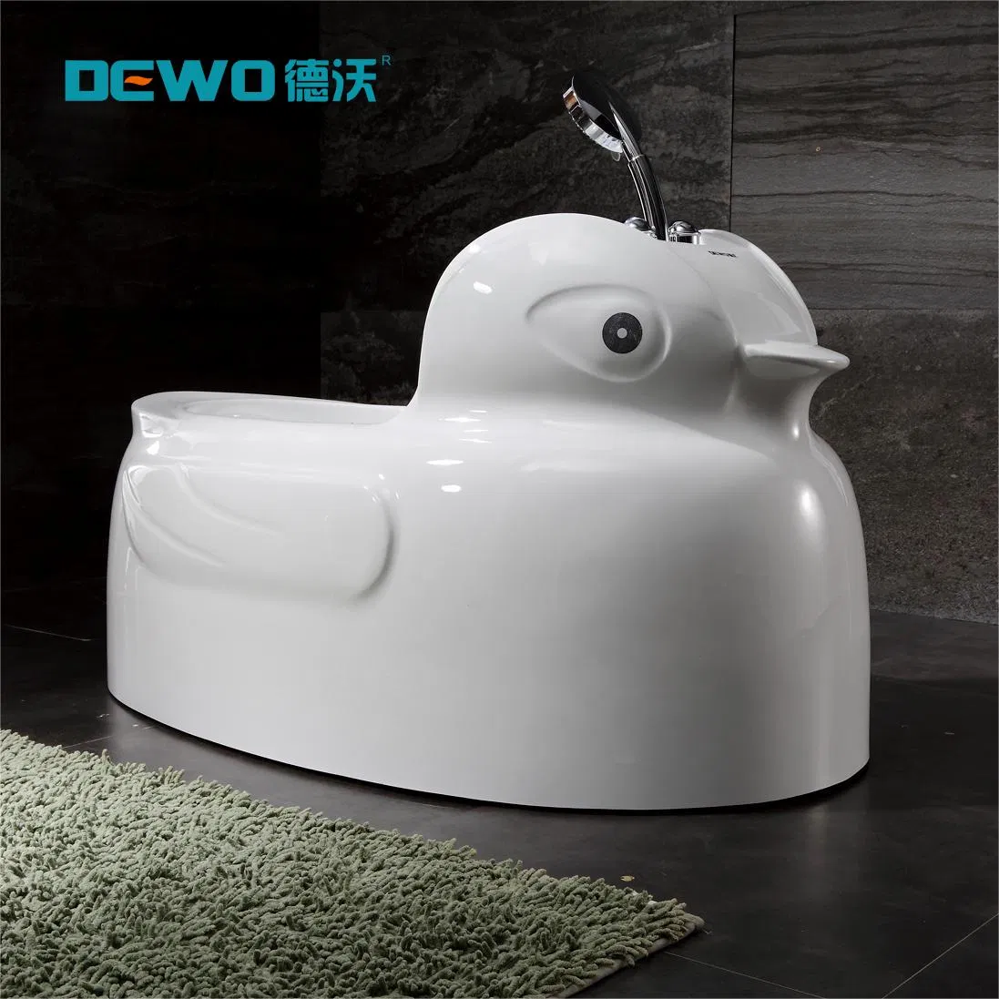 Детская акриловая ванна в форме утёнка 1.2 м с краном