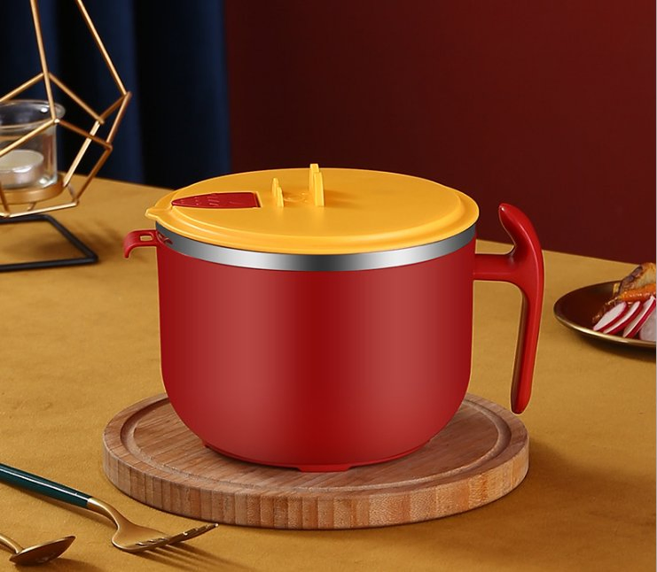 Food Container Stainless Steel Kitchenware Soup Fruit Rice Noodle Lunch Box Bowl with Lid