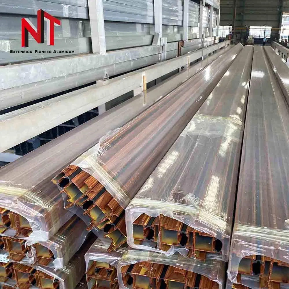 Nuotuo Guangdong Export Europe Superior Quality Modern Thermal Break 3D UV Protective Wood Grain Heat Transfer Aluminum Profile