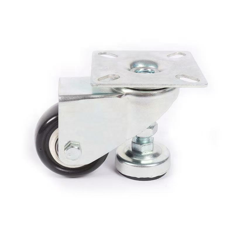 Universal Red and Black Polyurethane Leveling Casters, Silent PU Casters with a Load Capacity of 60kg.